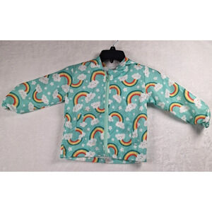 Girl's Rainbow Hooded Rain Jacket Size: 4 NWT